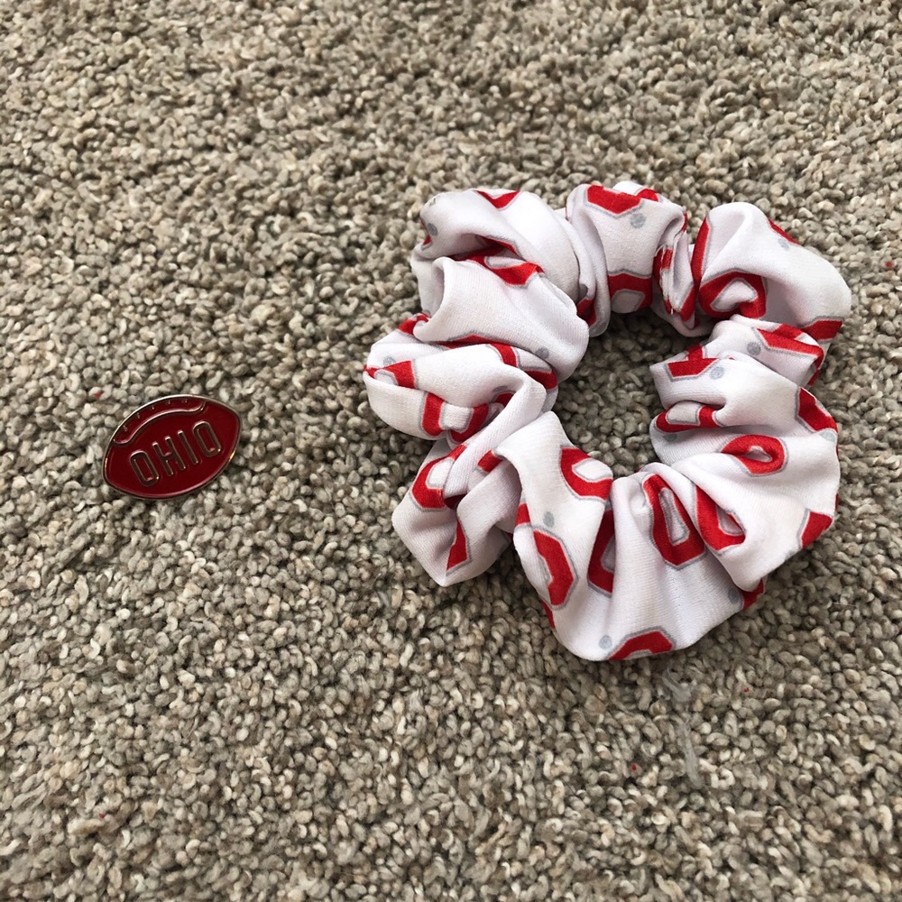 Ohio State University Gameday Scrunchie & Pin OSU
